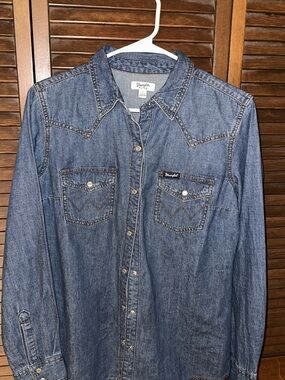 Wrangler Blue Denim Western Shirt